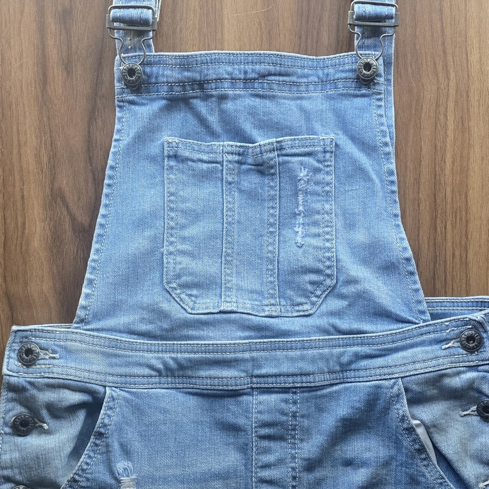 Sneak Peek Blue Stetch Distressed Overalls Size Juniors Medium - Picture 10 of 11